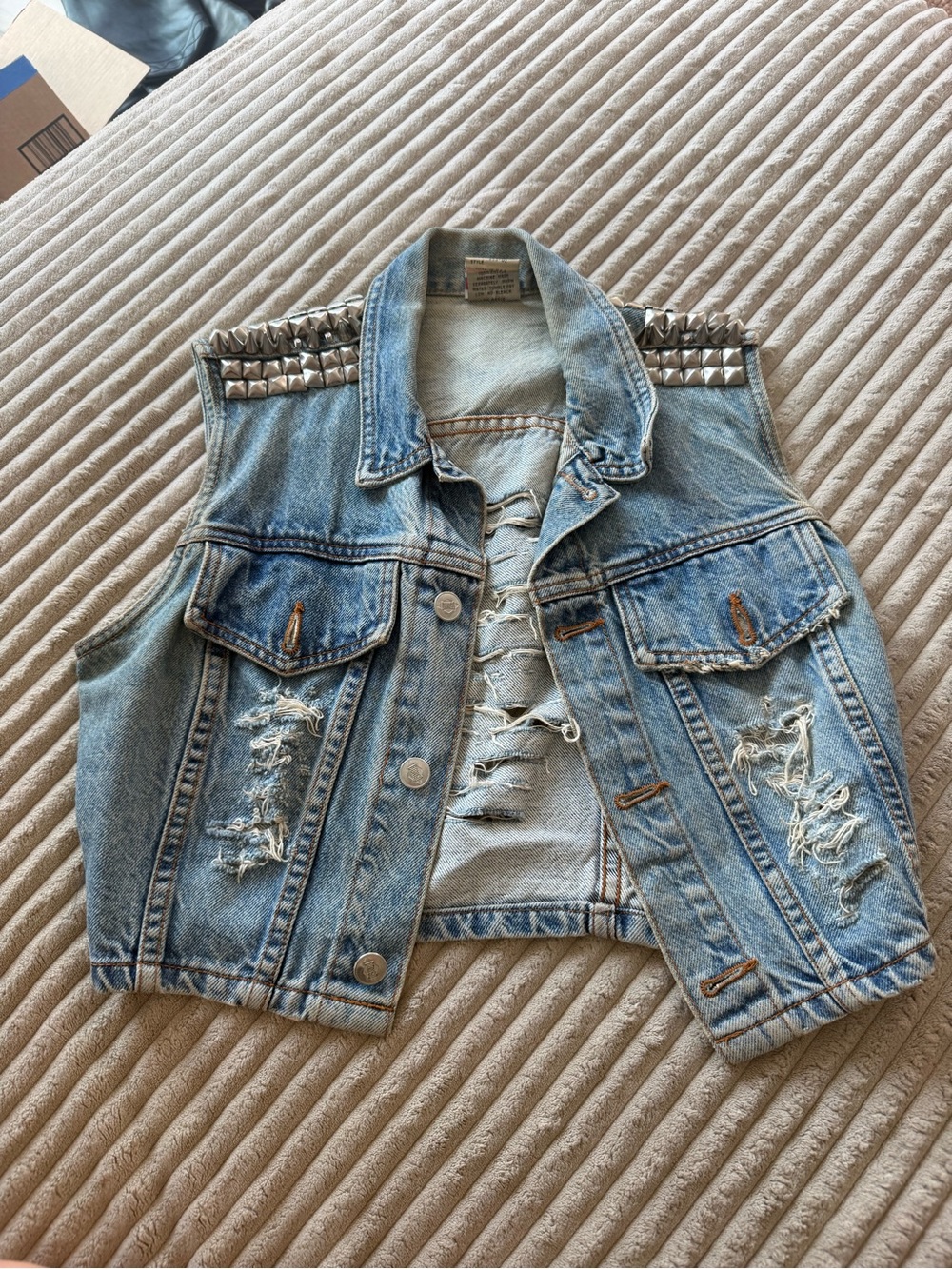 Custom made punk rock denim vest